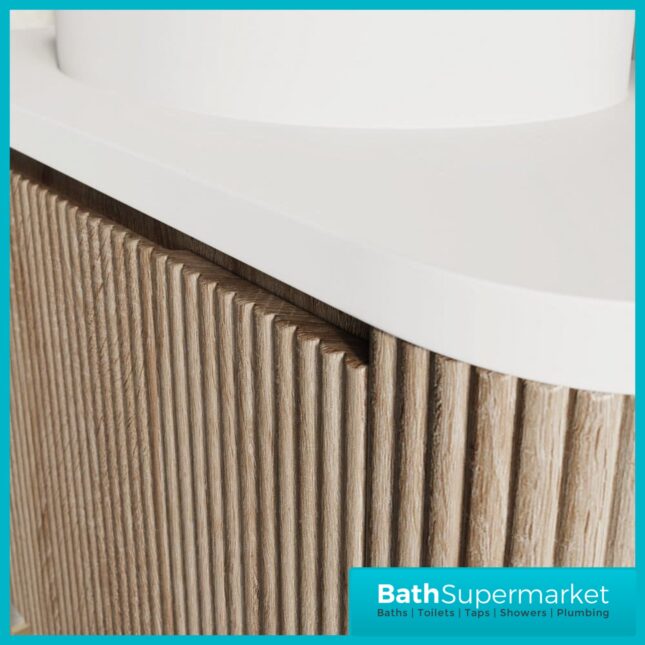 Sognare Linea Curve Fluted Oak Wall-Hung Vanity Unit & Countertop Basin 900mm