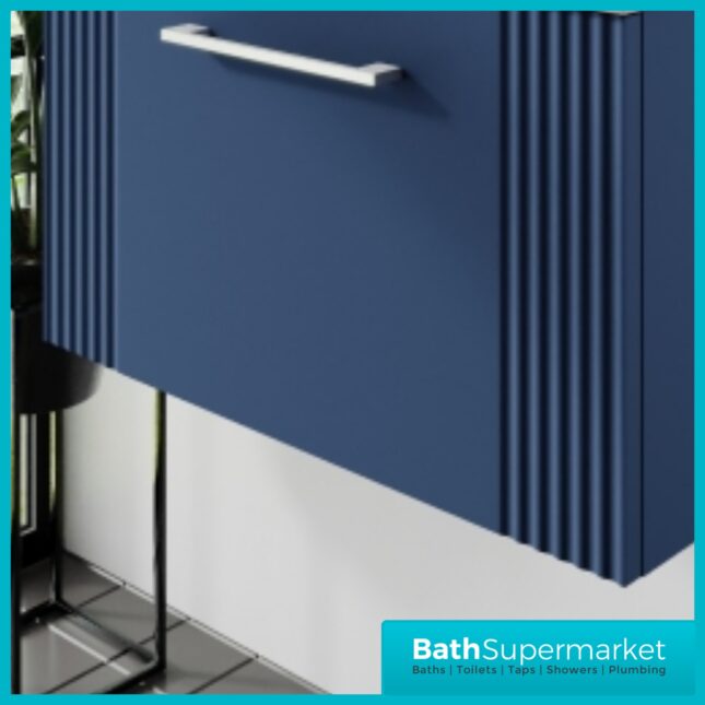 Nuie Deco Fluted Satin Blue Wall Hung Vanity Basin Unit 500mm Width