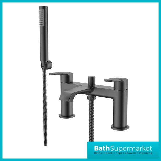 Sognare Montana Gunmetal Deck Mounted Bath Shower Mixer Tap Handset Kit