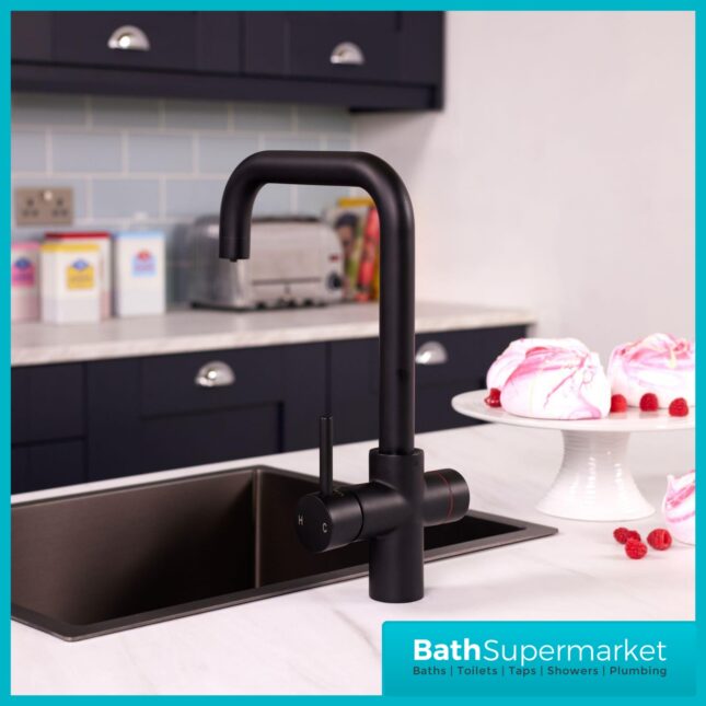 Sognare Impromta Black Square Fingerprint Biometric 3in1 Instant Hot Water Tap Kit