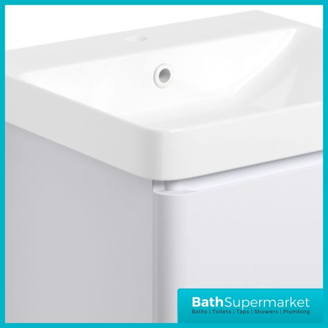 AquaVolere Luna Matt Black Wall Hung 1 Drawer Basin Unit 500mm