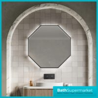 Sognare Passa Octagonal Matt Black LED Demister Mirror 600mm