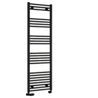 Reina Capo Black Flat Straight Ladder Heated Towel Rail 400mm x 1800mm