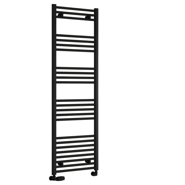 Reina Capo Black Flat Straight Ladder Heated Towel Rail 400mm x 1800mm