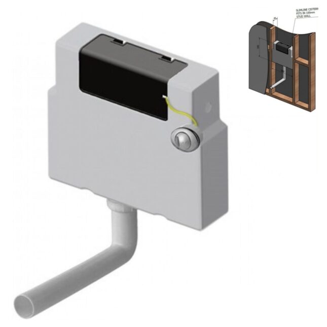 Slimline Concealed WC Cistern – Dual Flush, Left Hand & Right Hand Inlet-Cable