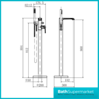 Sognare Montana Gunmetal Tall Mono Freestanding Bath Shower Mixer Tap