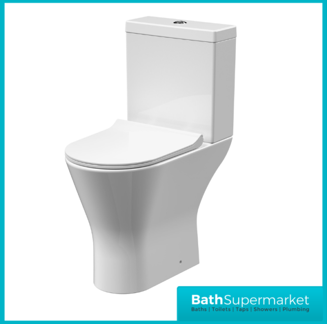 Nuie Freya Comfort Height Close Coupled Rimless Toilet WC Pan & Seat
