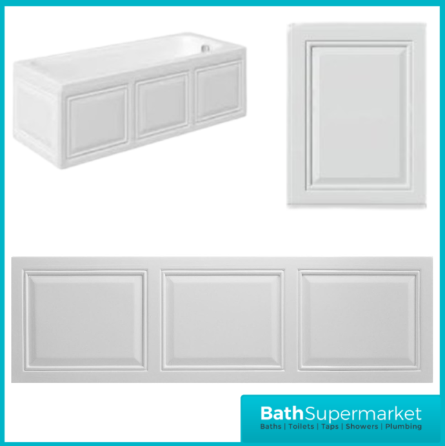 AquaVolere Tudor White Traditional High Impact Bath Panel 1700mm Front - End Panel