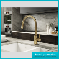 Tempo Velia Brushed Brass Concealed Pull Out Hose Kitchen Sink Mixer Tap