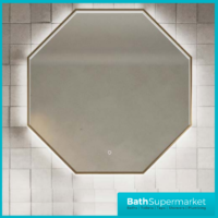 Sognare Passa Octagonal Brushed Brass LED Demister Mirror 600mm x 600mm