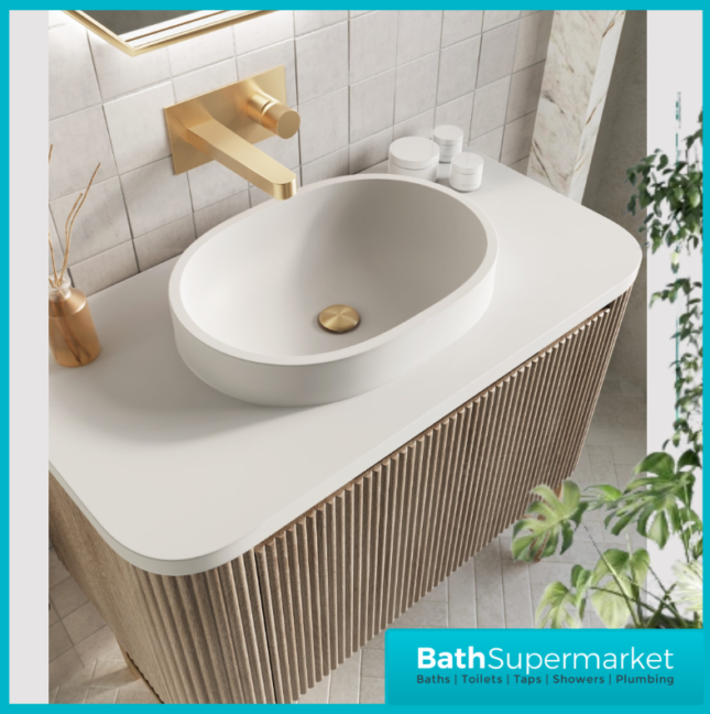 Sognare Linea Curve Fluted Oak Wall-Hung Vanity Unit & Countertop Basin 900mm