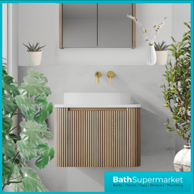 Sognare Linea Curve Fluted Oak Wall-Hung Vanity Unit & Countertop Basin 600mm