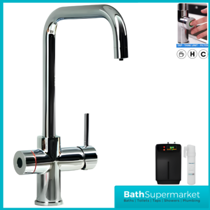 Sognare Impromta Chrome Square Fingerprint Biometric 3in1 Instant Hot Water Tap Kit