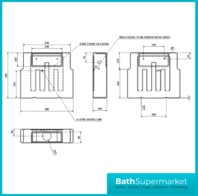 Slimline Concealed Cistern – Dual Flush, Left Hand & Right Hand Inlet-Cable