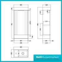 Nuie Deco Satin Green Compact Floor Standing Vanity Unit & Basin 400mm
