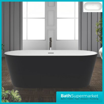 Bainlo Shadow Matt Black Oval Modern Freestanding Bath 1700mm