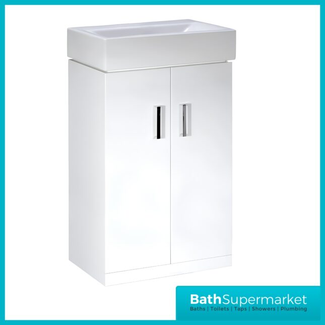 Nuie Mayford Gloss White Compact Floorstanding Vanity Basin Unit 460mm