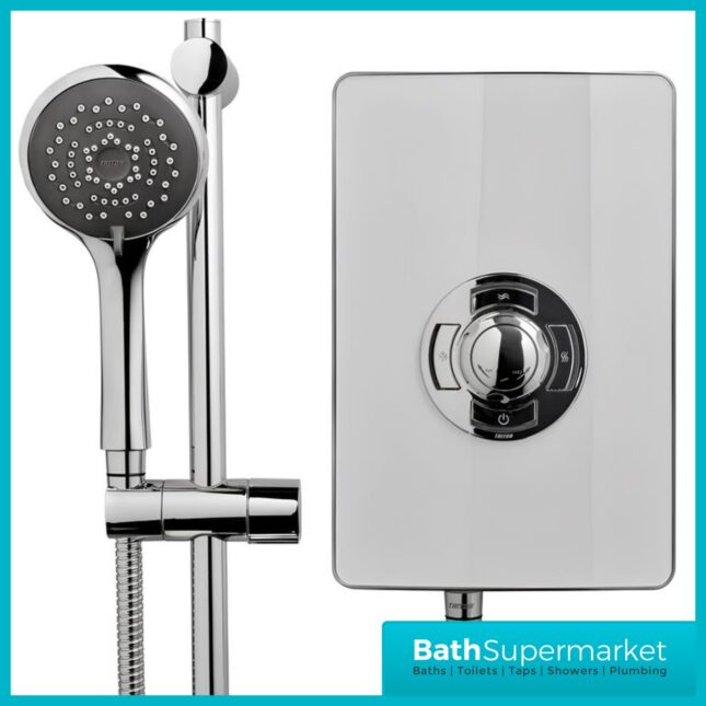 Triton Aspirante Gloss White Electric Shower 8.5kW Or 9.5kW