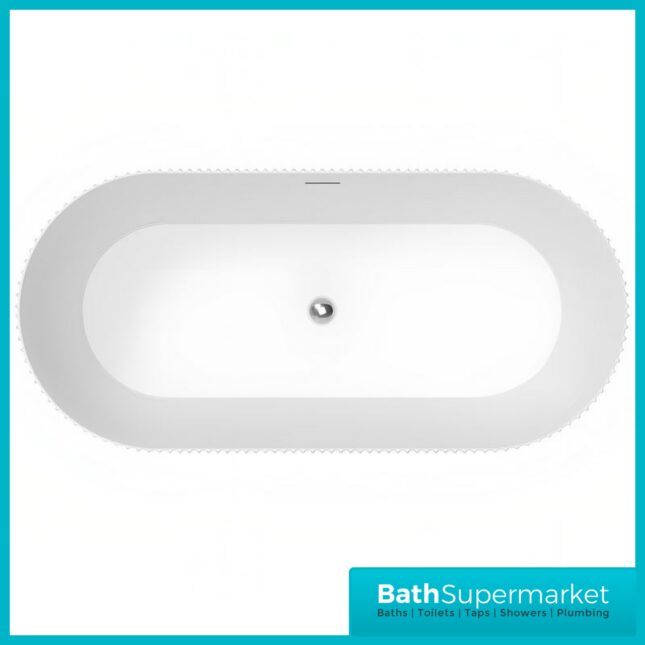 Bainlo Azure Fluted Blue Elegant Freestanding Bath 1600mm x 740mm