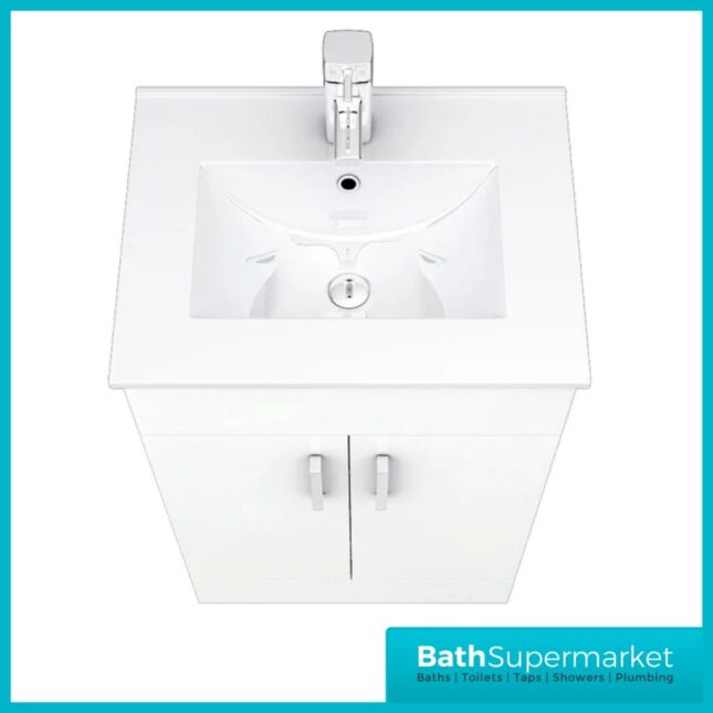 Nuie Eden Gloss White L Shape Vanity Basin & WC Unit Set 1000mm