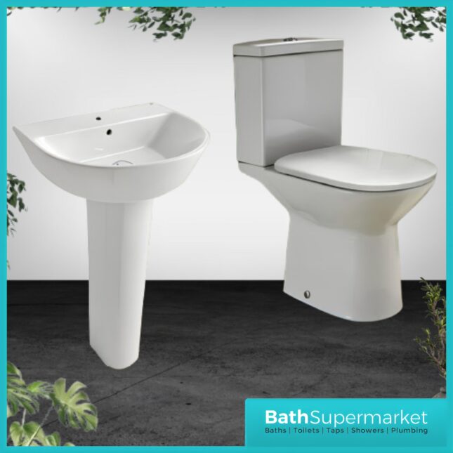 Roca Andes 4 Piece Ceramic WC Toilet & Full Pedestal Basin Bathroom Suite Set