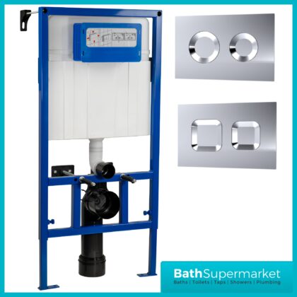 Hudson Reed Mid Height Concealed Cistern Wall Frame & Chrome Flush Plate 890mm