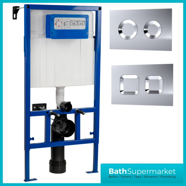 Hudson Reed Mid Height Concealed Cistern Wall Frame & Chrome Flush Plate 890mm