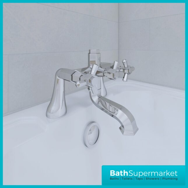 RAK Washington Chrome Art Deco Pillar Mounted Bath Filler Tap