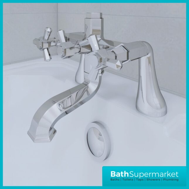 RAK Washington Chrome Art Deco Pillar Mounted Bath Filler Tap