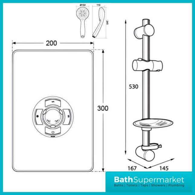 Triton Aspirante Gunmetal Electric Shower 8.5kW Or 9.5kW