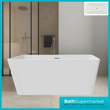 Bainlo Alba Gloss White Compact Freestanding Bath 1300mm x 700mm