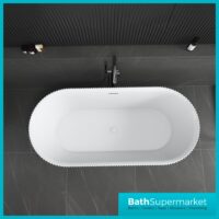 Bainlo Azure Fluted Blue Elegant Freestanding Bath 1600mm x 740mm