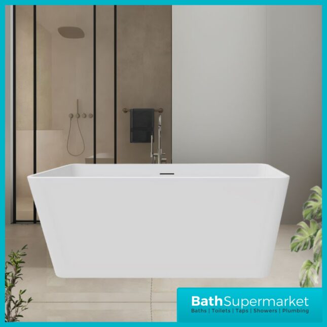Bainlo Alba Gloss White Compact Freestanding Bath 1300mm x 700mm