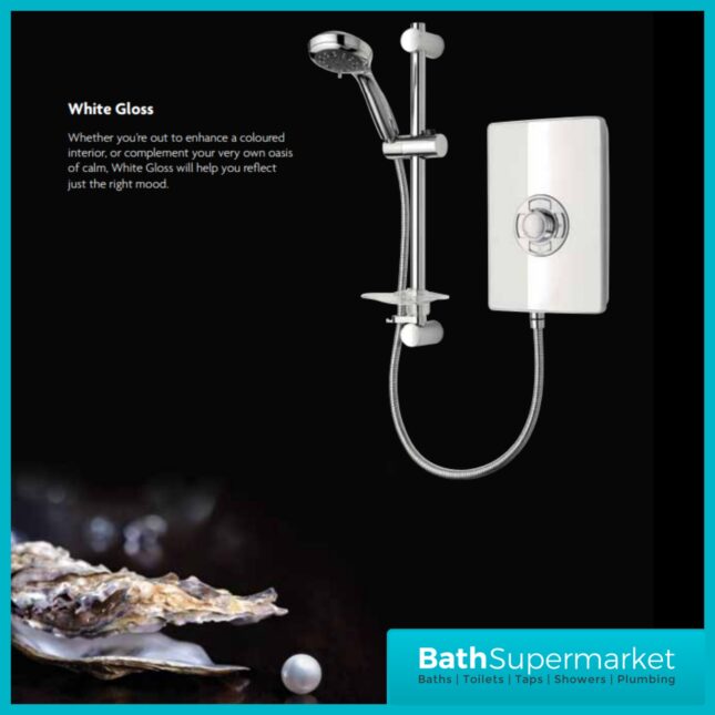 Triton Aspirante Gloss White Electric Shower 8.5kW Or 9.5kW