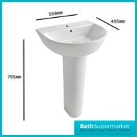 Roca Andes 4 Piece Ceramic WC Toilet & Full Pedestal Basin Bathroom Suite Set