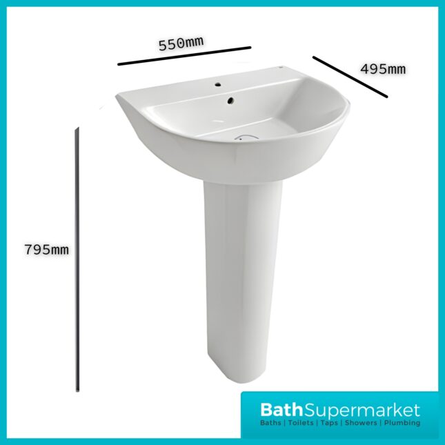 Roca Andes 4 Piece Ceramic WC Toilet & Full Pedestal Basin Bathroom Suite Set