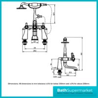 RAK Washington Chrome Art Deco Pillar Mounted Bath Shower Mixer Tap