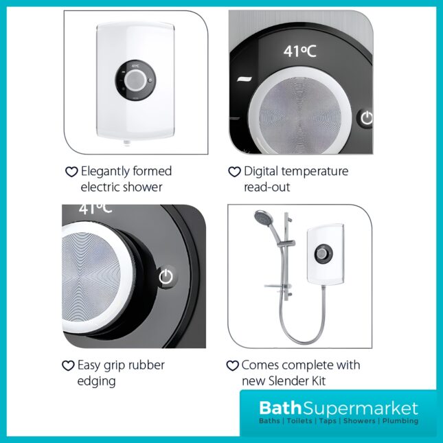 Triton Amore Brushed Steel Electric Shower 8.5kW Or 9.5kW