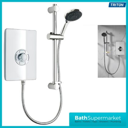 Triton Aspirante Gloss White Electric Shower 8.5kW Or 9.5kW