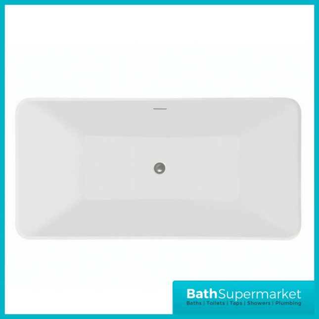 Bainlo Alba Gloss White Compact Freestanding Bath 1300mm x 700mm