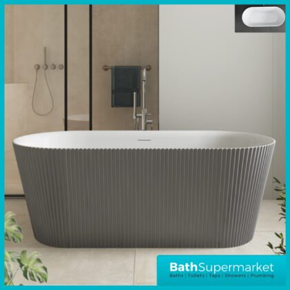 Bainlo Azure Fluted Grey Elegant Freestanding Bath 1600mm x 740mm