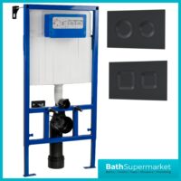 Hudson Reed Mid Height Concealed Cistern Wall Frame & Black Flush Plate 890mm