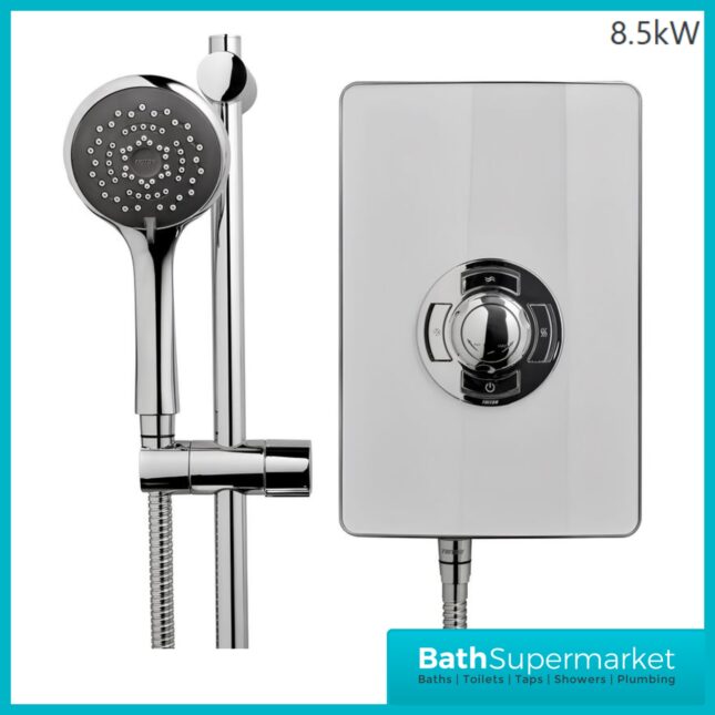 Triton Aspirante Gloss White Electric Shower 8.5kW Or 9.5kW
