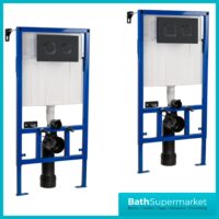 Hudson Reed Mid Height Concealed Cistern Wall Frame & Black Flush Plate 890mm