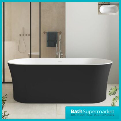 Bainlo Obsidian Matt Black Double Ended Freestanding Bath 1700mm x 750mm
