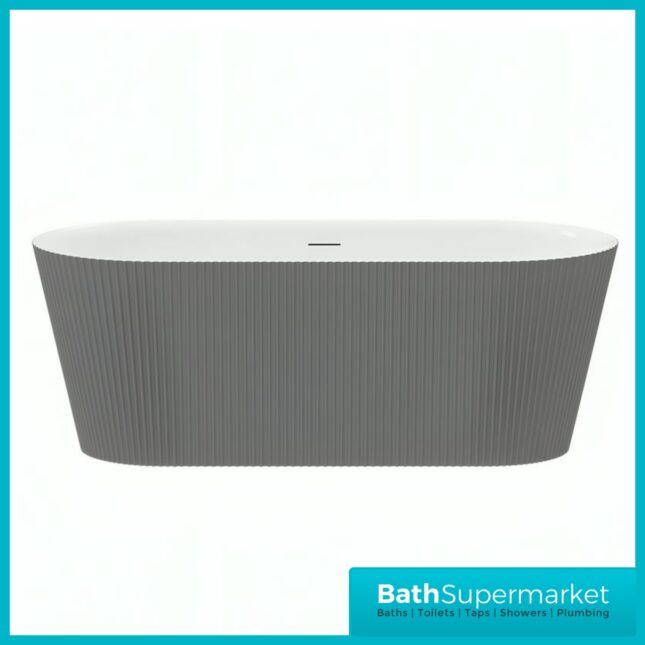 Bainlo Azure Fluted Grey Elegant Freestanding Bath 1600mm x 740mm