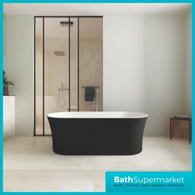 Bainlo Obsidian Matt Black Double Ended Freestanding Bath 1700mm x 750mm