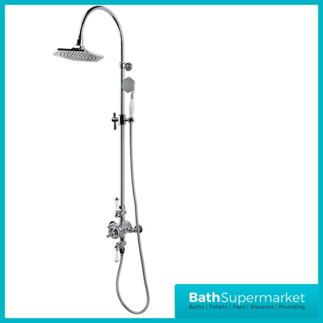 RAK Washington Chrome Exposed Thermostatic Fixed Head Shower Column Kit