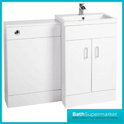 Nuie Eden Gloss White Sognare L Shape Vanity Basin & WC Unit Set 1000mm