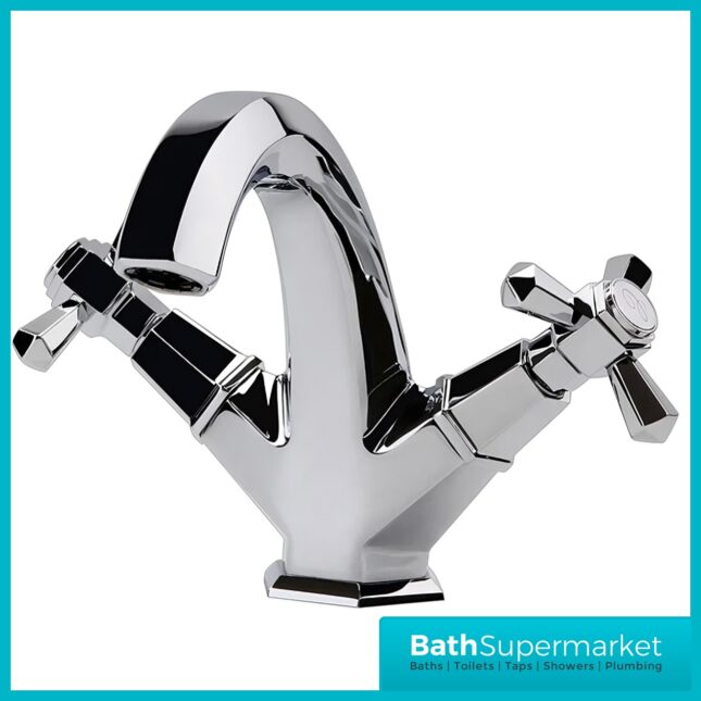 RAK Washington Chrome Art Deco Traditional Crosshead Mono Basin Mixer Tap
